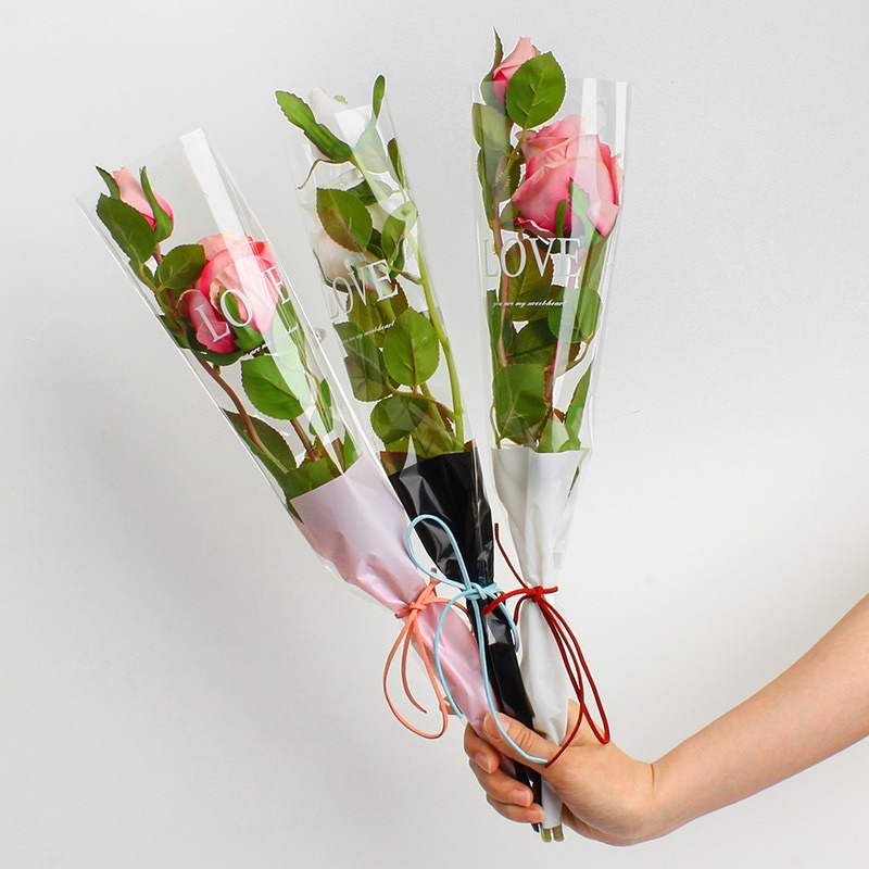 Set 10 Túi bó 1 bông chữ Love gói hoa sáp hoa tươi hoa lụa