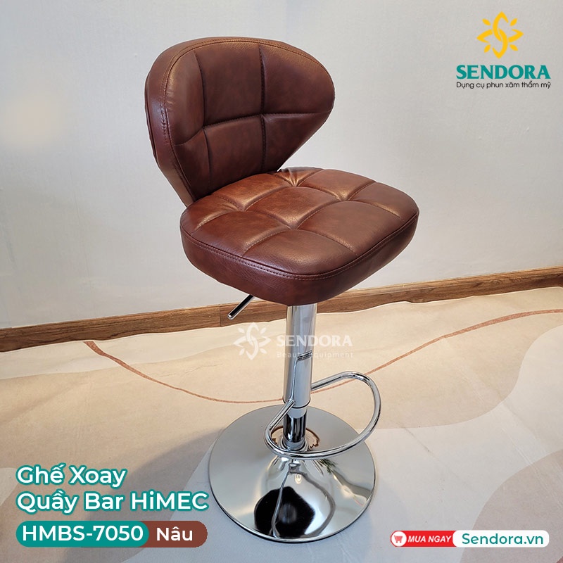 Ghế xoay quầy bar, ghế makeup, quầy lễ tân có tựa chân sắt Hi-Mec HMBS-7050