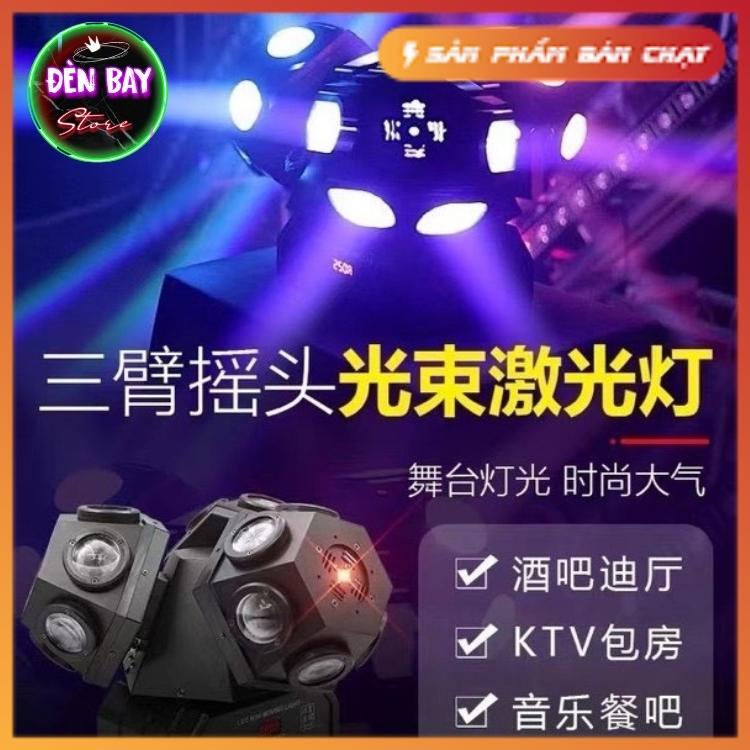 Đèn Laser Moving 3 Đầu Độc Lập 18 Mắt Led Có Laser Cảm Biến Âm Thanh Thích Hợp Cho Phòng Bay, Karaoke, Bar, Vũ Trường
