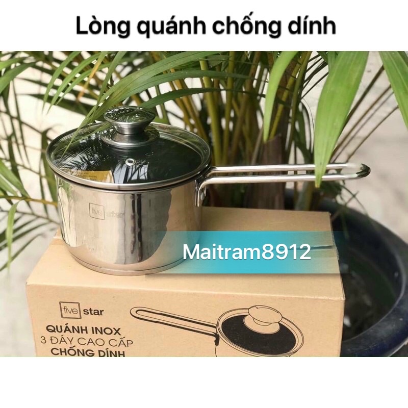 Nồi/Quánh Inox 3 Đáy Five Star (Fivestar) 12 cm/14 cm/16 cm/18 cm (loại chống dính và loại không chống dính)