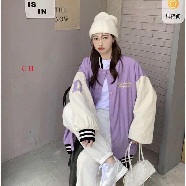 [Mã FAMARAL1 giảm 10K đơn 50K] Áo bomber D tím COA456