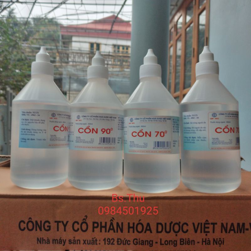 Cồn 70 - 90 độ Hóa Dược Cồn Y Tế Ethanol chai 500ml hàng chuẩn dùng sát khuẩn da, khử trùng dụng cụ