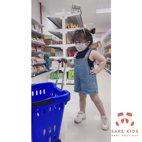 Quần yếm bò ngắn cho bé gái dễ thương đủ size chất đẹp dễ phối đồ kiểu dáng Hàn Quốc mới nhất