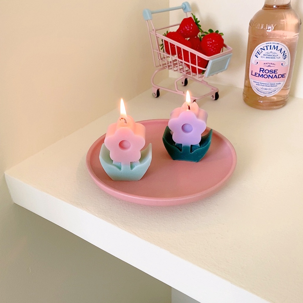 Nến Thơm Scented Candles Hình Cây Hoa và Dâu Trang Trí Decor