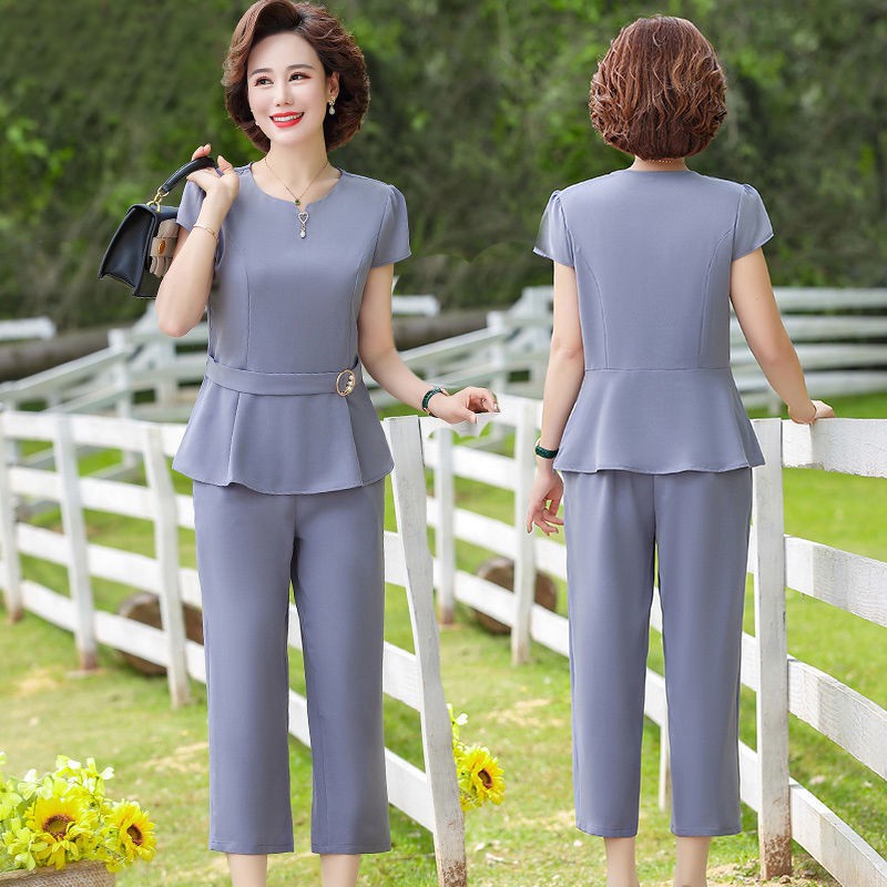 Váy mùa hè cho bà mẹ trung niên mới Mom suit mùa hè Kiểu phương Tây 2021 mới dành cho phụ nữ trung niên và cao tuổi T ng