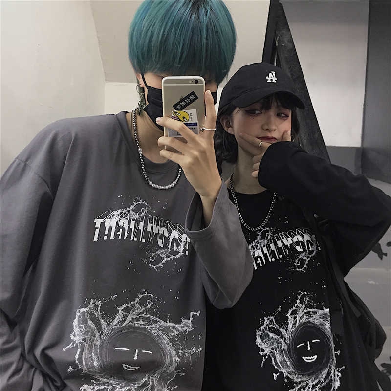 Áo Thun Dáng Rộng Tay Dài In Hình Cá Tính Phong Cách Hàn Quốc Cho Nam Và Nữ | BigBuy360 - bigbuy360.vn