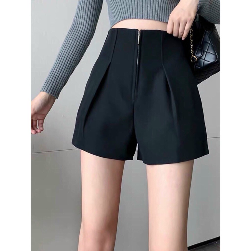 Quần Short Lưng Cao Ống Rộng mùa Thu Nhung tăm cho nữ NoBrandVelvet