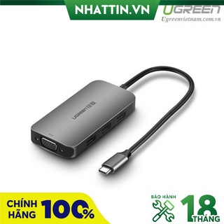 Thiết bị mở rộng USB type-C sang VGA/ Hub USB 3.0 hỗ trợ sạc cổng USB-C chính hãng Ugreen 50210