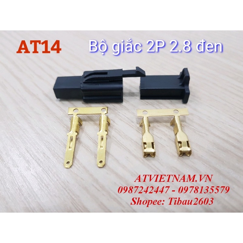 Bộ Giắc Nhựa 2 Lỗ Đen 2P 2.8 - AT14
