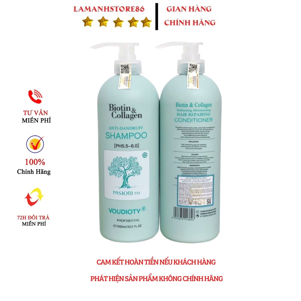 Dầu Gội Biotin & Collagen VOUDIOTY Phiên Bản Mới Nhất 2020 Ngăn Gầu Dành Cho Tóc Dầu
