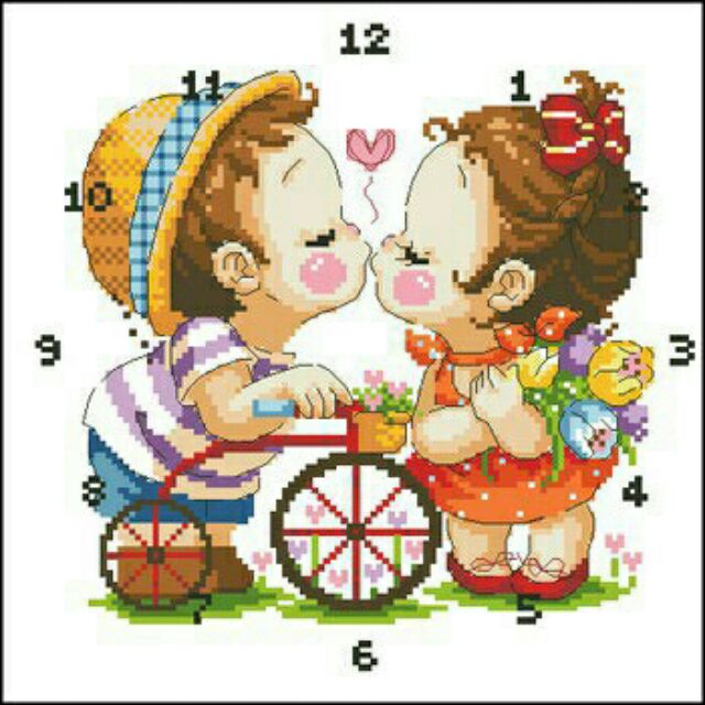 Tranh thêu ĐỒNG HỒ HOẠT HÌNH DỄ THƯƠNG KT :38×38cm