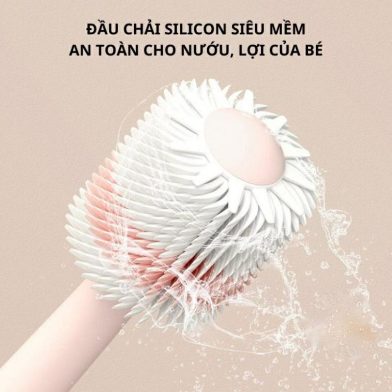 Bàn chải đánh răng siêu mềm xoay 360 độ cho bé  /Bàn chải cầm tay cho trẻ từ 1 tuổi có vách ngăn an toàn