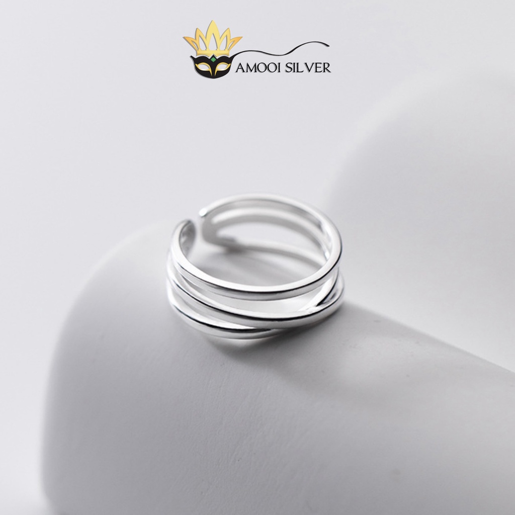 Nhẫn bạc S925 3 lớp xoắn dạng dầy - Amooi Silver AN103