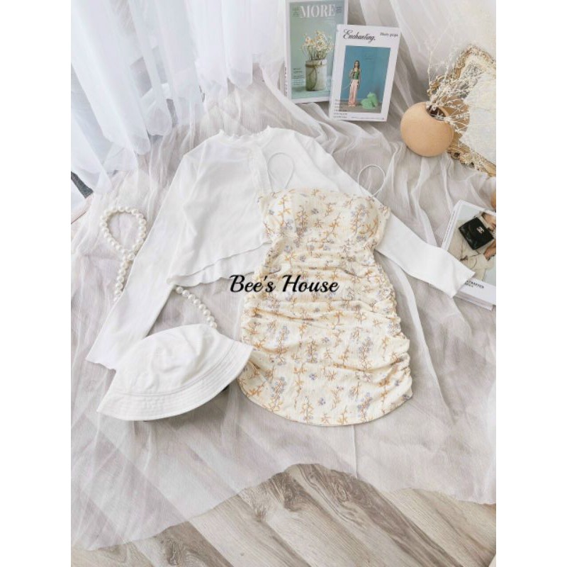 SET ĐẦM NHÚN 2D CUP NGỰC MIX KHOÁC TRẮNG