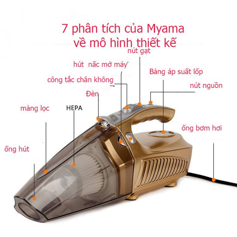 Máy Hút Bụi Ô Tô Xe Hơi Mini Cầm Tay Đa Năng 4 trong 1 Kiêm Bơm Lốp Xe Ô tô