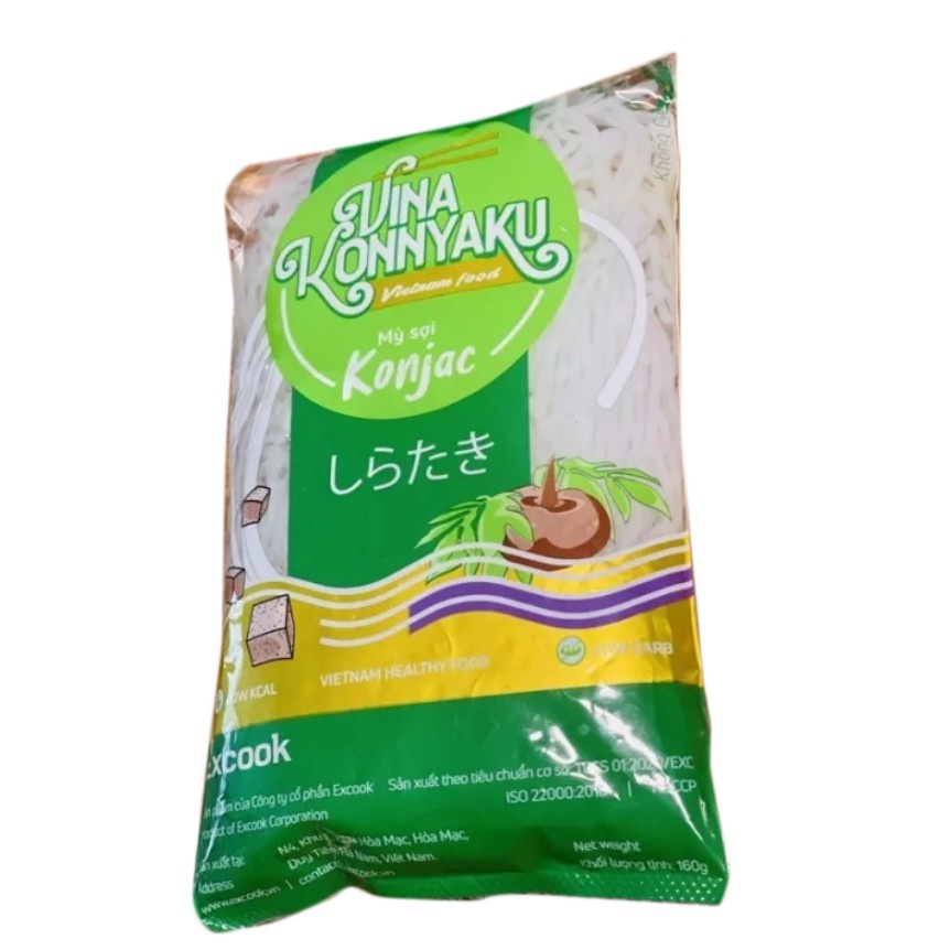 Mì nưa Konjac - Ăn kiêng Healthy- Công nghệ Nhật Bản - túi đơn sợi - 160gr