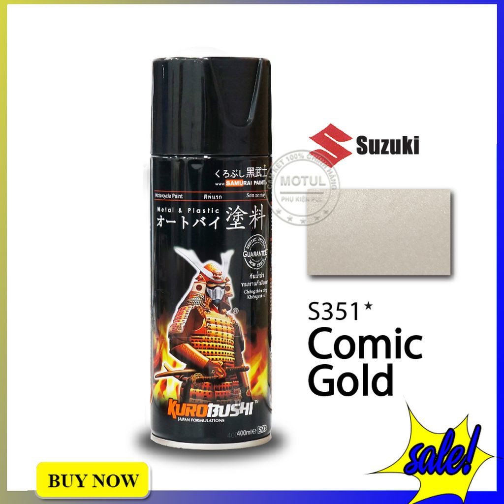 Sơn xịt Samurai màu vàng đồng mà S351 hàng chính hãng 400ml