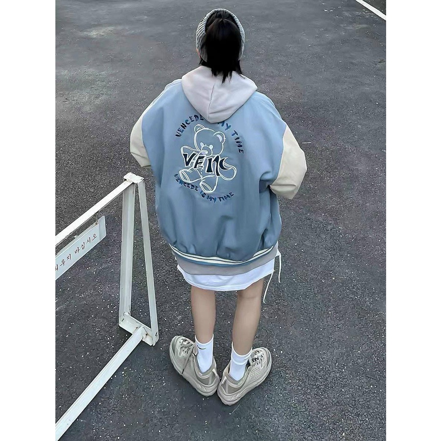 Áo Khoác Bomber Varsity Jacket BOM HOUSE Nam Nữ Chất Liệu Kaki Logo Thêu 2 Lớp