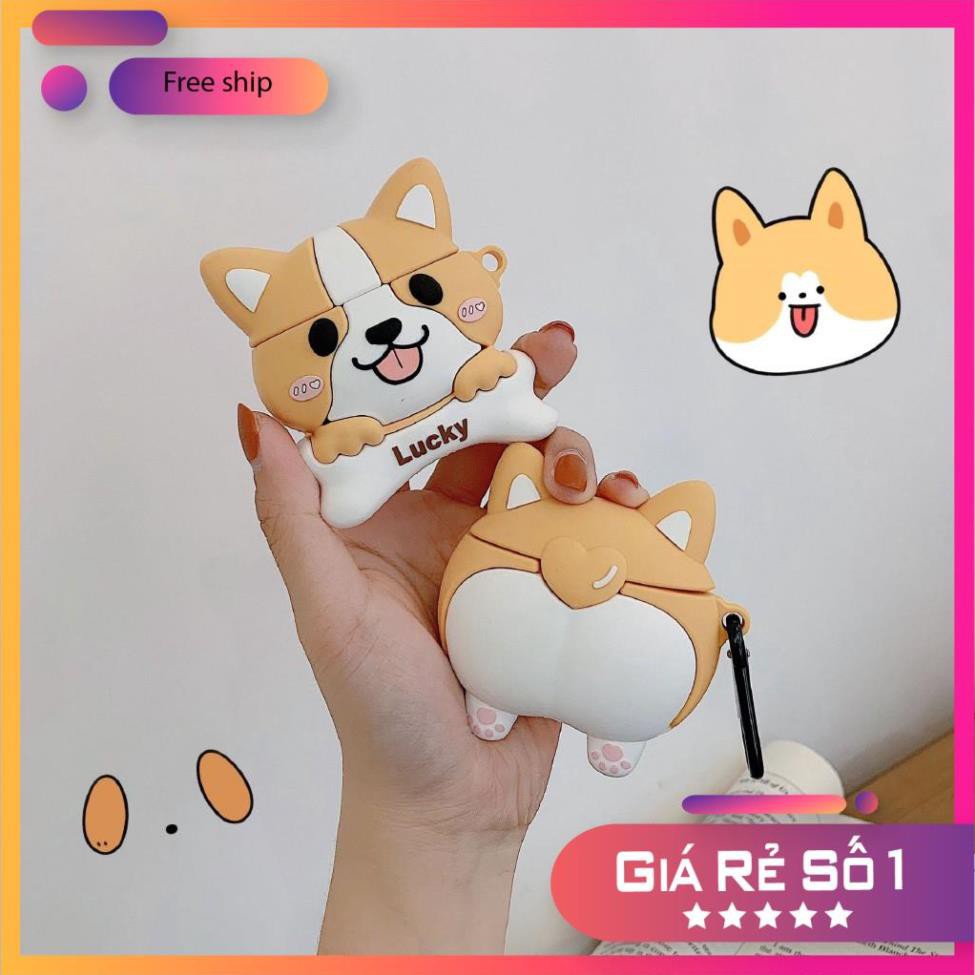 Airpods Case ⚡Freeship ⚡ MÔNG XINH CORGI Case Tai Nghe Không Dây Air-pods 1/ 2/ i12/ Pro - Châts Case Store