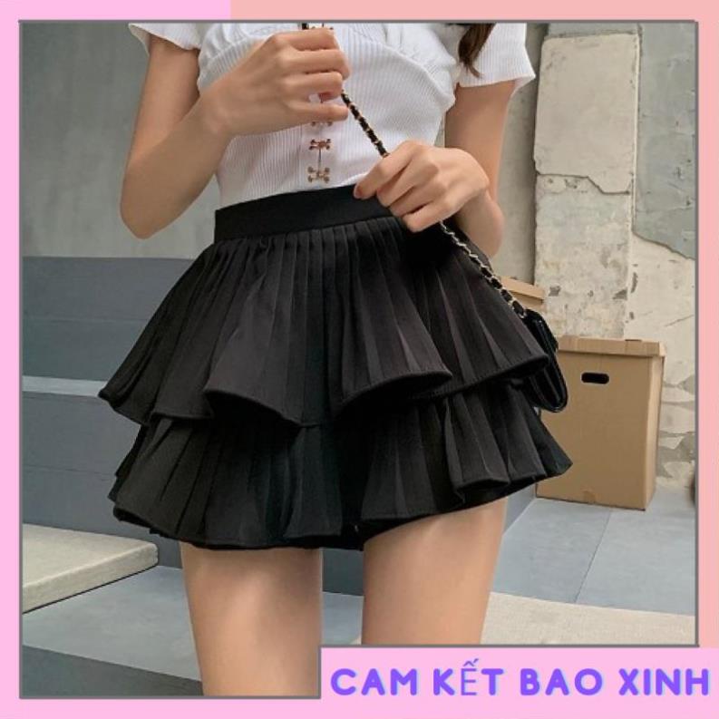 CHÂN VÁY XẾ LY XOÈ HAI TẦNG QUẢNG CHÂU CÓ QUẦN BẢO HỘ V5 [Hàng Siêu Cấp]