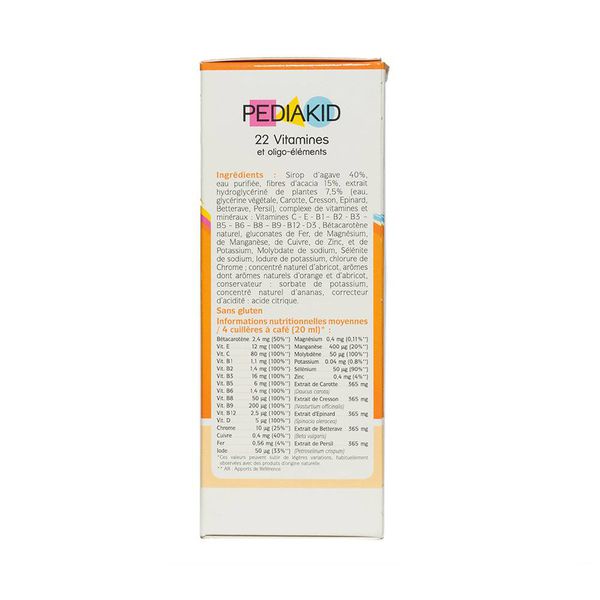 SIRO BỔ SUNG 22 VITAMIN VÀ KHOÁNG CHẤT TỔNG HỢP - PEDIAKID 22 VITAMINES OLIGO ELEMENTS 125ML INELDEA PHÁP