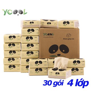THÙNG GIẤY ĂN GẤU TRÚC SỢI TRE YCOOL 1 GÓI 260 TỜ 4 LỚP