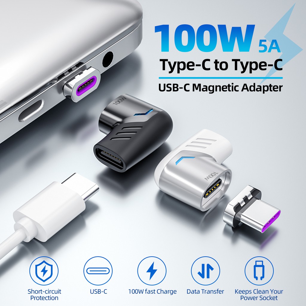 Bộ chuyển đổi cáp từ tính 100W Bộ chuyển đổi cáp USB loại C cho Ipad Pro Macbook Đầu nối cáp bộ chuyển đổi nam châm Bent