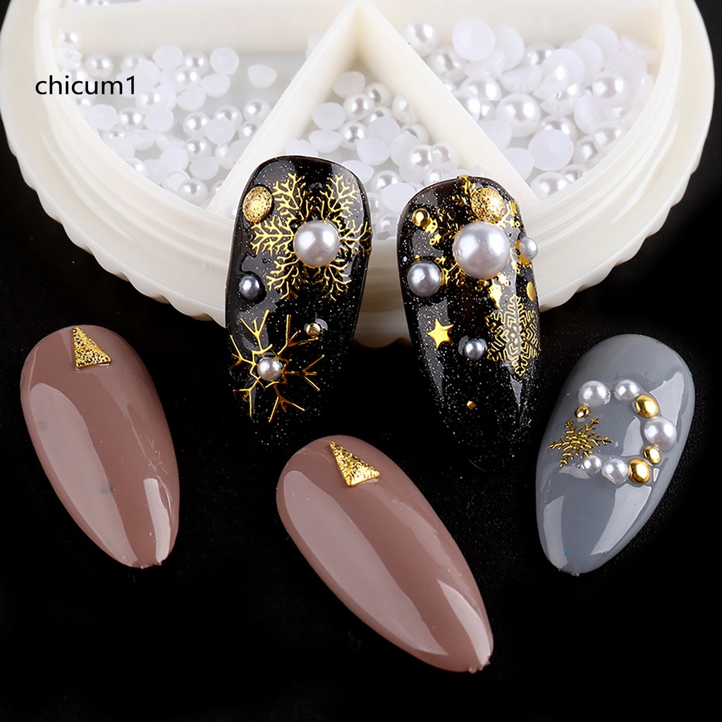 [Hàng mới về] Hạt ngọc trai giả nửa tròn trang trí móng 3d nhiều màu sắc DIY