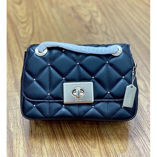huongvnxk• [Da thật-Dư xịn] Túi Coach chần đinh siêu đẹp, size 24 (Màu đen)