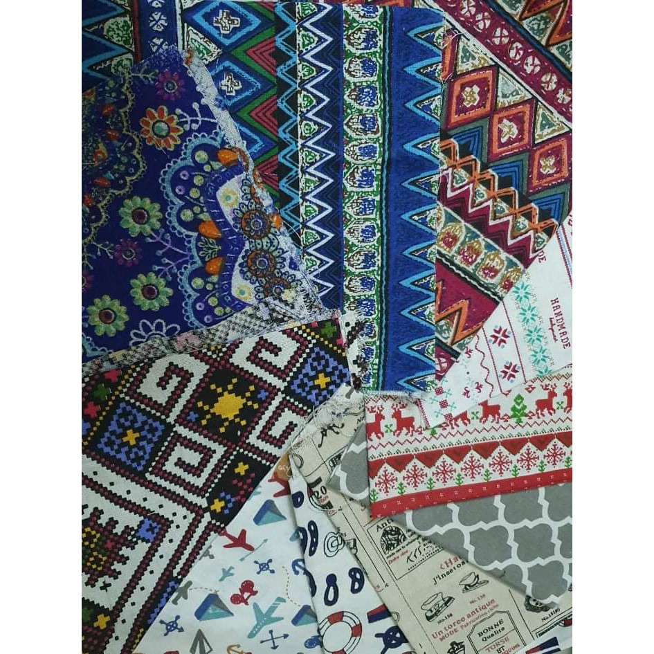 Vải bố mẫu thổ cẩm chụp ảnh sản phẩm, trải bàn, làm handmade.