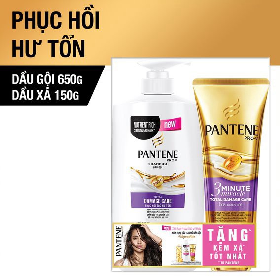 [G02] Bộ Dầu gội Pantene 650ML & Kem xả 3 phút diệu kỳ 150ML S008