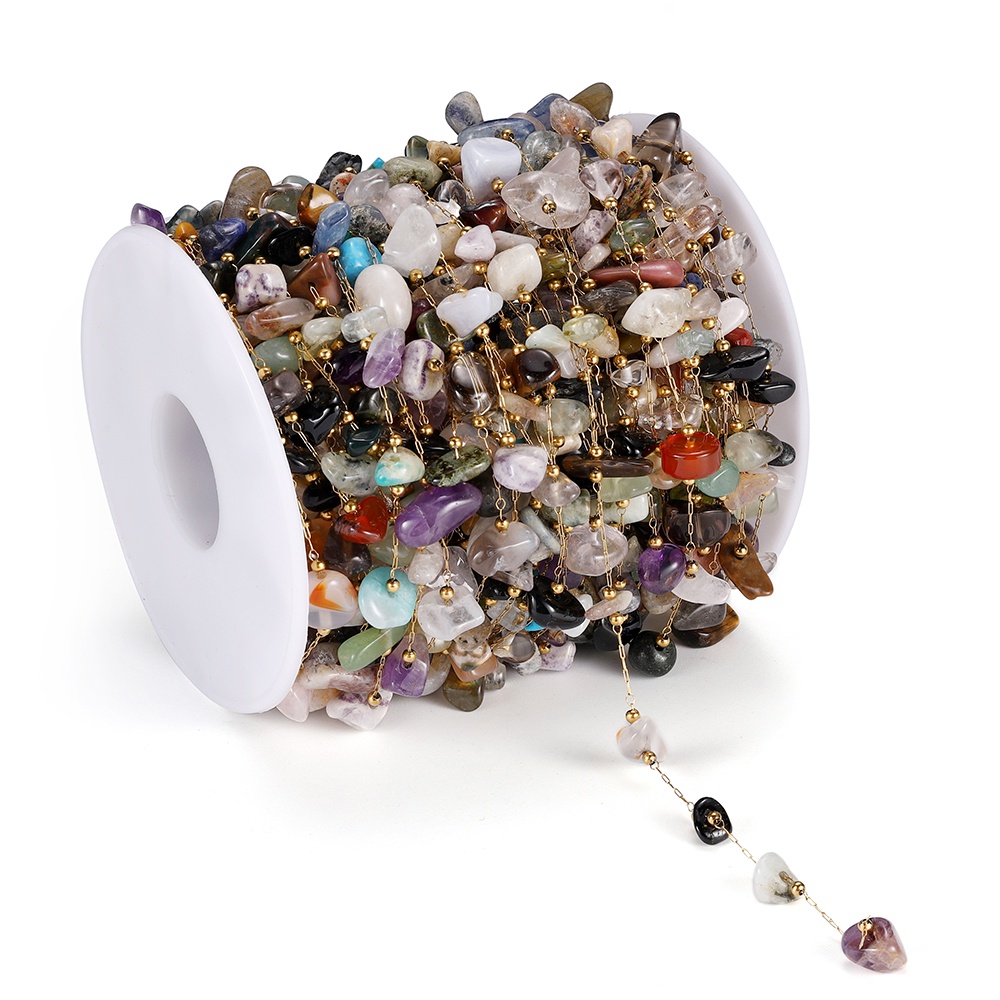 Chuỗi Hạt Đá Tự Nhiên 1m Bằng Thép Không Gỉ Nhiều Màu Sắc Dùng Làm Vòng Tay