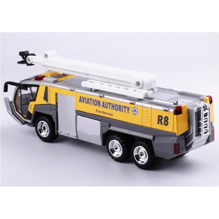 Mô hình xe đồ chơi ô tô cứu hỏa bằng sắt có âm thanh đèn nháy xe chạy cót