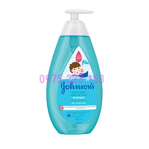 Dầu gội thơm mát năng động cho bé trai Johnsons Baby Active Fresh 500ml