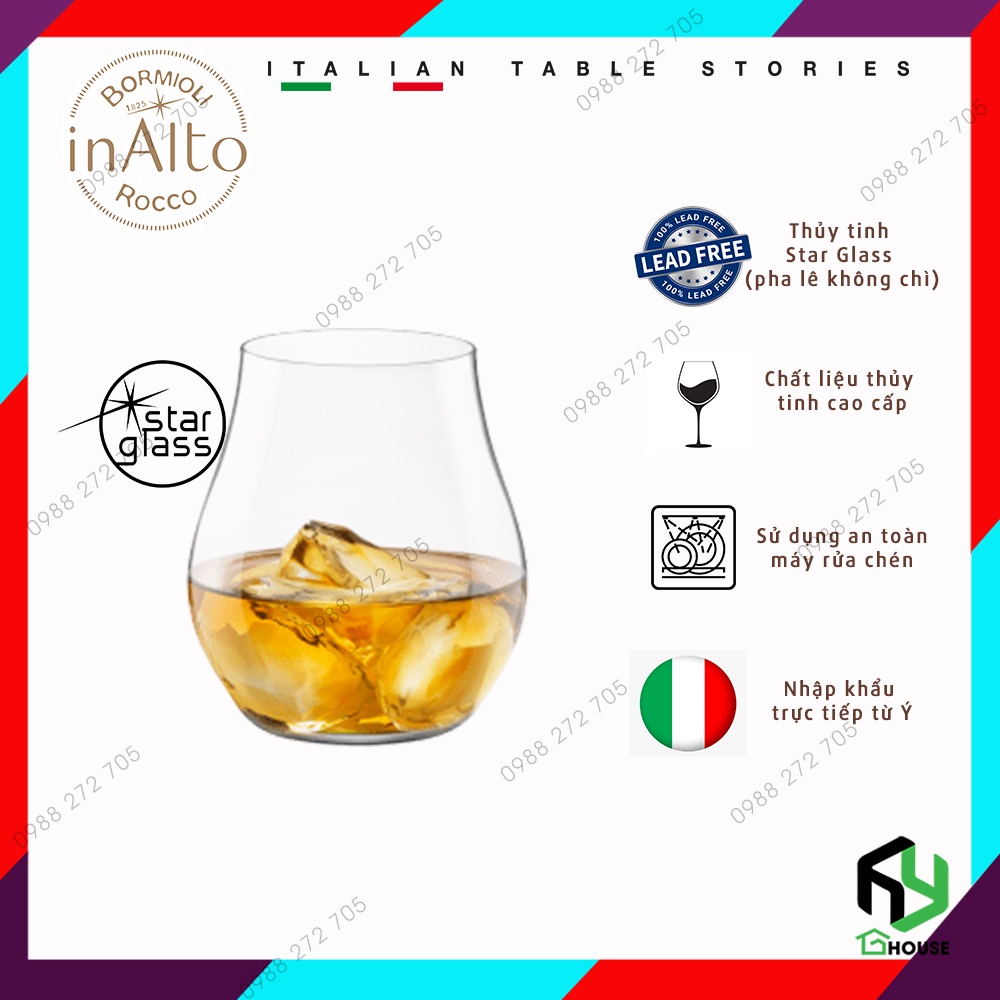 Ly thủy tinh uống whisky, rượ u mạnh cao cấp, cốc uống ruou, ly nước Inalto arte 487ml - Bormioli Rocco