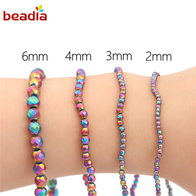Chuỗi dây xỏ hạt Beadia bằng đá đen mạ điện màu gradient thiết kế thời trang