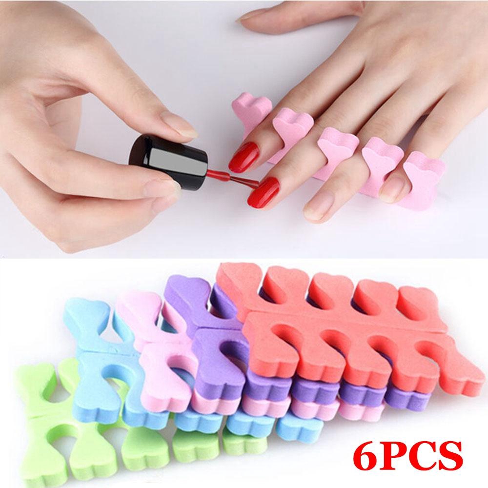 EMI 6PCS Foam Pink/Blue/Purple Beauty Tools Manicure DIY Finger Toe Separator