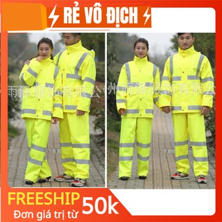 Áo mưa bộ phản quang ( loại cao cấp) - màu vàng đậm , CÚC BẤM KIM LOẠI
