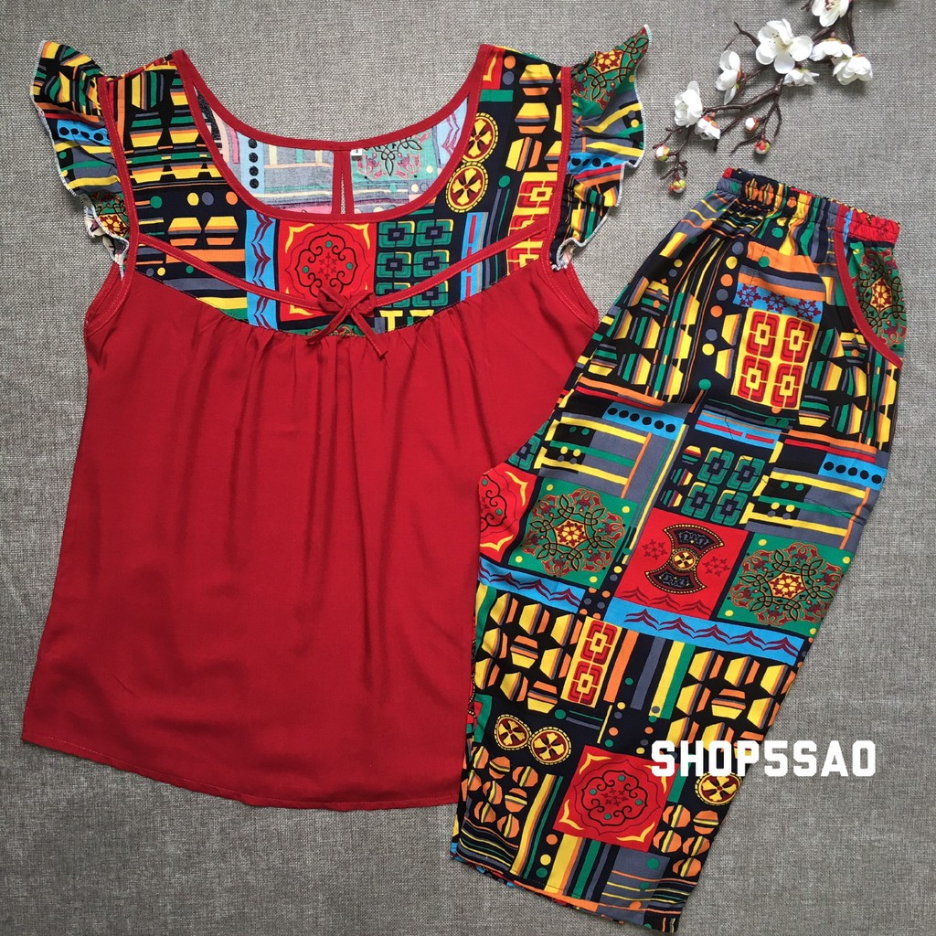 Đồ bộ lanh (tole) lửng BIGSIZE phối màu cao cấp (53-75kg)