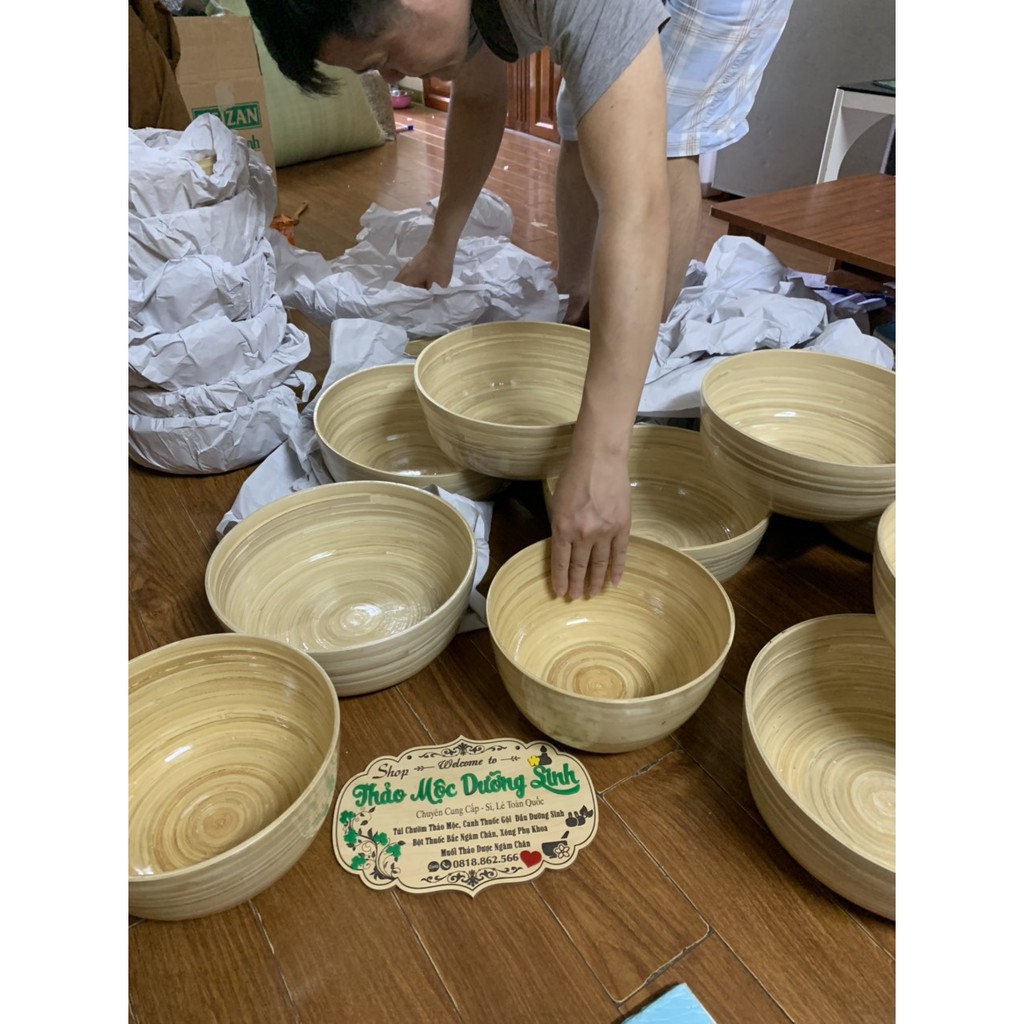 Bát/ Tô Tre Đựng Thảo Dược Gội Đầu Size 25cm, Decor Spa