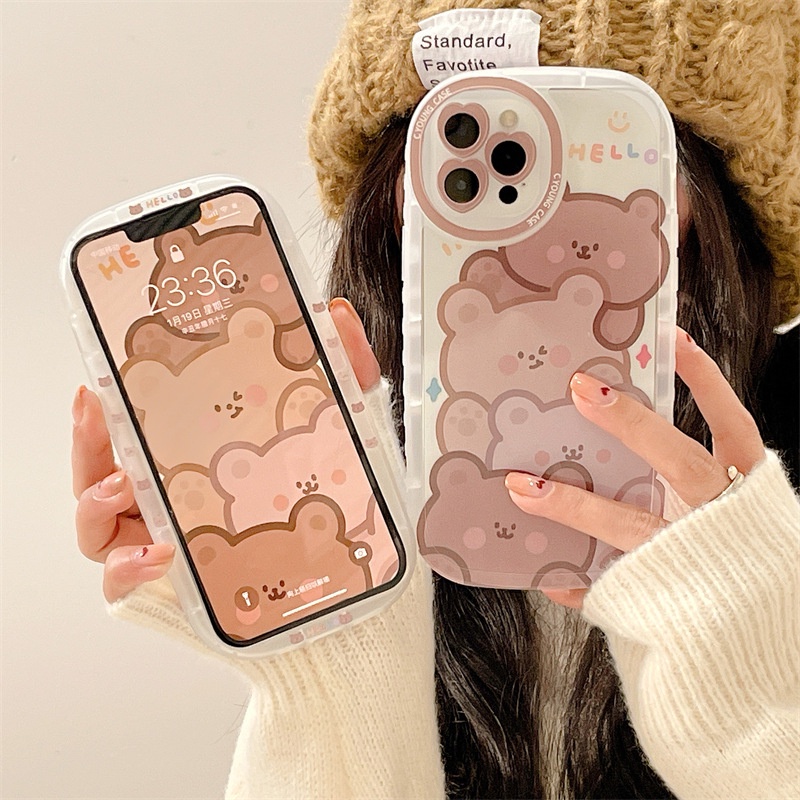 Shockproof TPU Silicone Phone Case With Cartoon Bear Print For iPhone 13 12  Pro Max X 11 XR XSMAX | Shopee Việt Nam