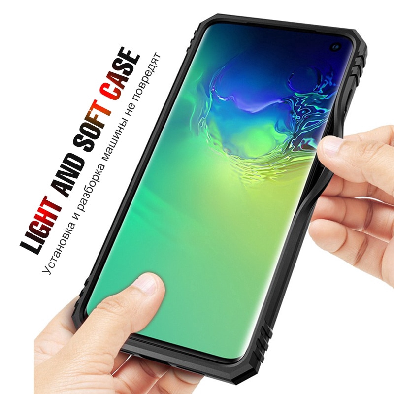 Ốp lưng Silicone từ tính kiểu giáp có nhẫn đỡ sang trọng cho Samsung Galaxy Note 10 Plus 9 S8 S9 S10