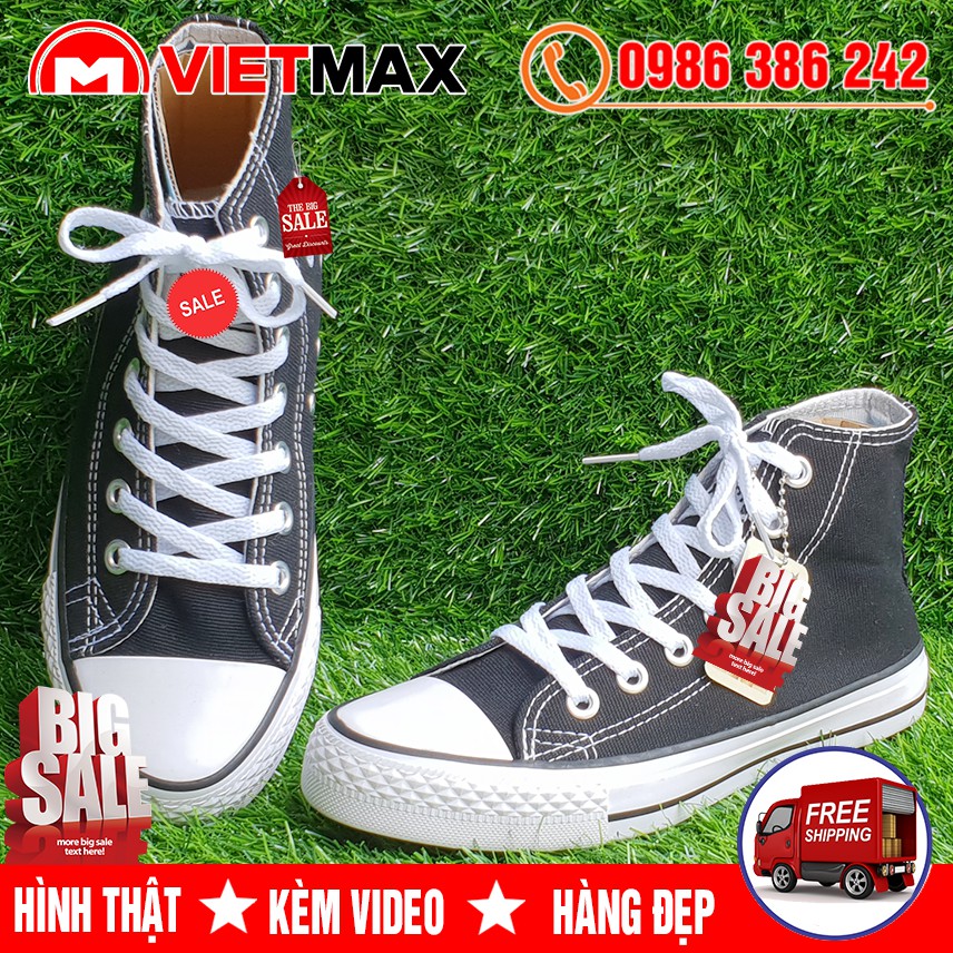 💎 [GIÁ SỐC] Giày Thể Thao CV Chuck Đen Trắng Cao Cổ Nam Nữ | BigBuy360 - bigbuy360.vn