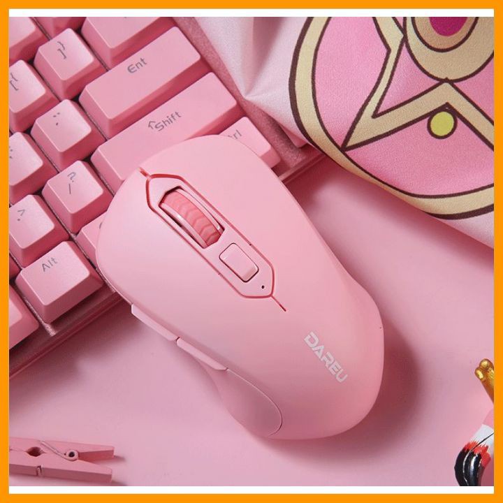 Chuột Dareu không dây LM115G Black/Pink/White - Bảo hành 24 tháng chính hãng