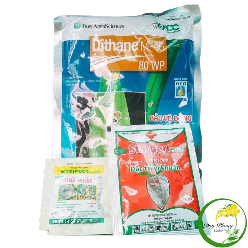 Combo 3 - Phòng trừ nấm bệnh cho lan - Di Thane M45, STARNER, Acstreptocin Super 40TP