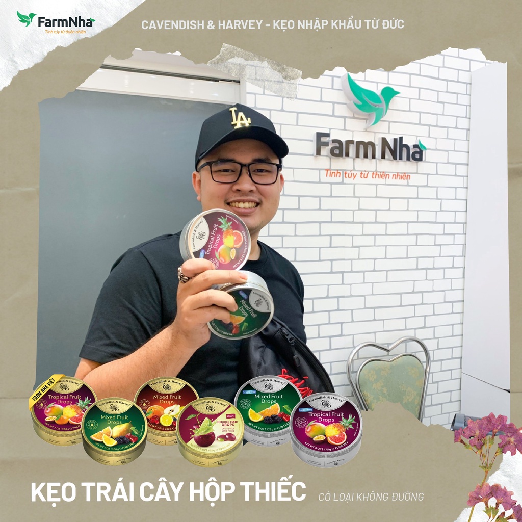 Kẹo Trái Cây Cavendish & Harvey Vị LEMON WITH STRAWBERRY FILLING Hộp 175gr - Hàng Chính Hãng