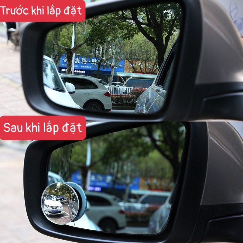 Combo 2 bộ Gương cầu lồi gắn kính chiếu hậu Ô Tô xoay 360 xoá điểm mù cho xe