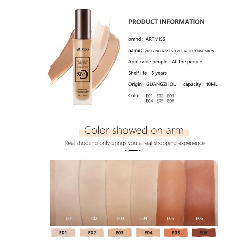 Kem nền ARTMISS mỏng nhẹ, lâu trôi, giữ nền kéo dài 24 giờ 40ml
