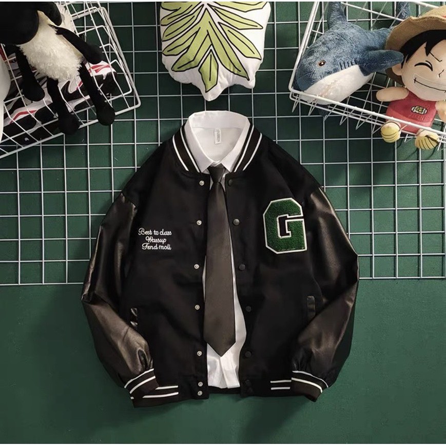 Áo Bomber Chữ G UNISEX Siêu Hot Phối Tay Da | BigBuy360 - bigbuy360.vn