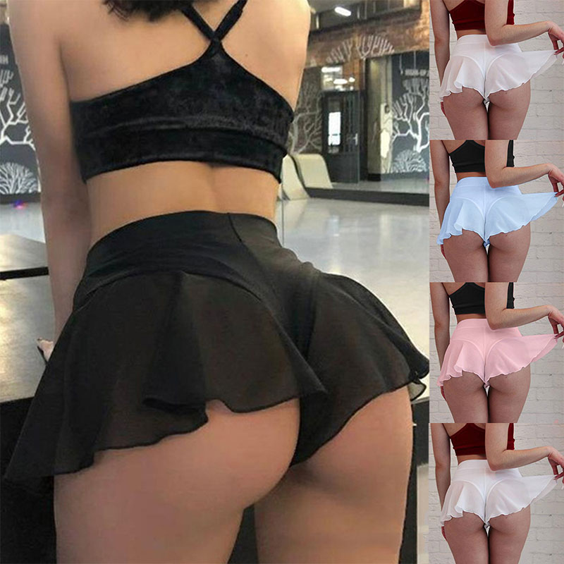 Quần váy short khiêu vũ ôm sát phối kiểu nhún bèo phong cách Âu Mỹ